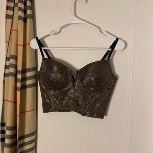 Gold Shiny Crop/Corset Top